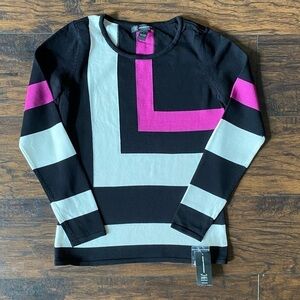 INC International Concepts, Women’s Blouse, Black Color Block, Size S